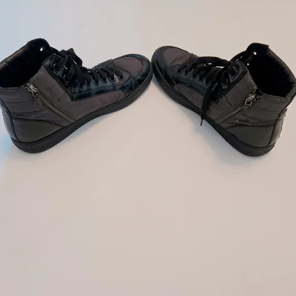 PRADA Mens High Top Nylon And Leather Red Stripe Luna Rosa Sport Style Sneaker - Picture 4 of 8